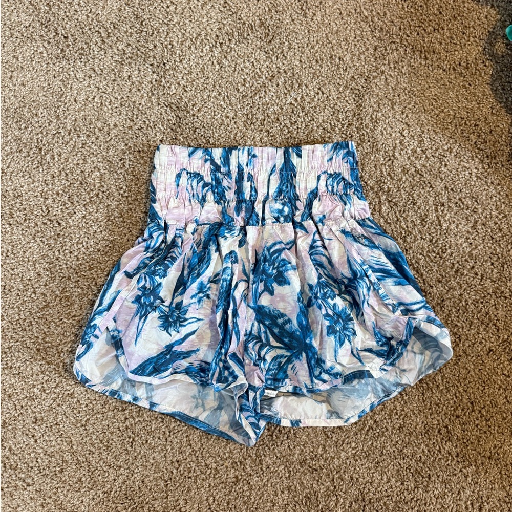 FP Movement by Free People Blue Floral High Waist Shorts